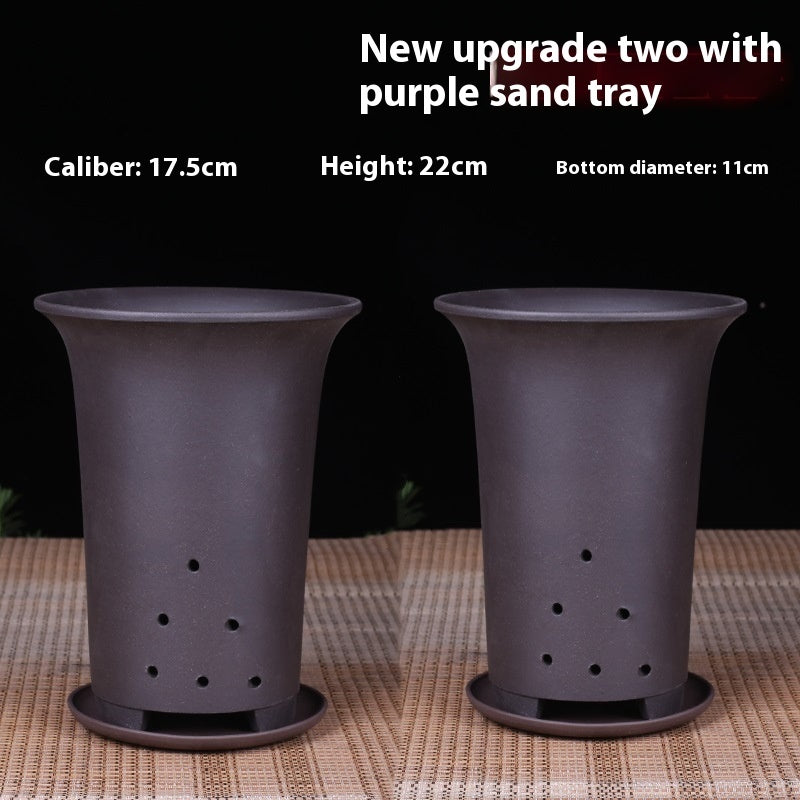 Oversized Purple Sand Orchid Pots Stone Floor Planter Collection
