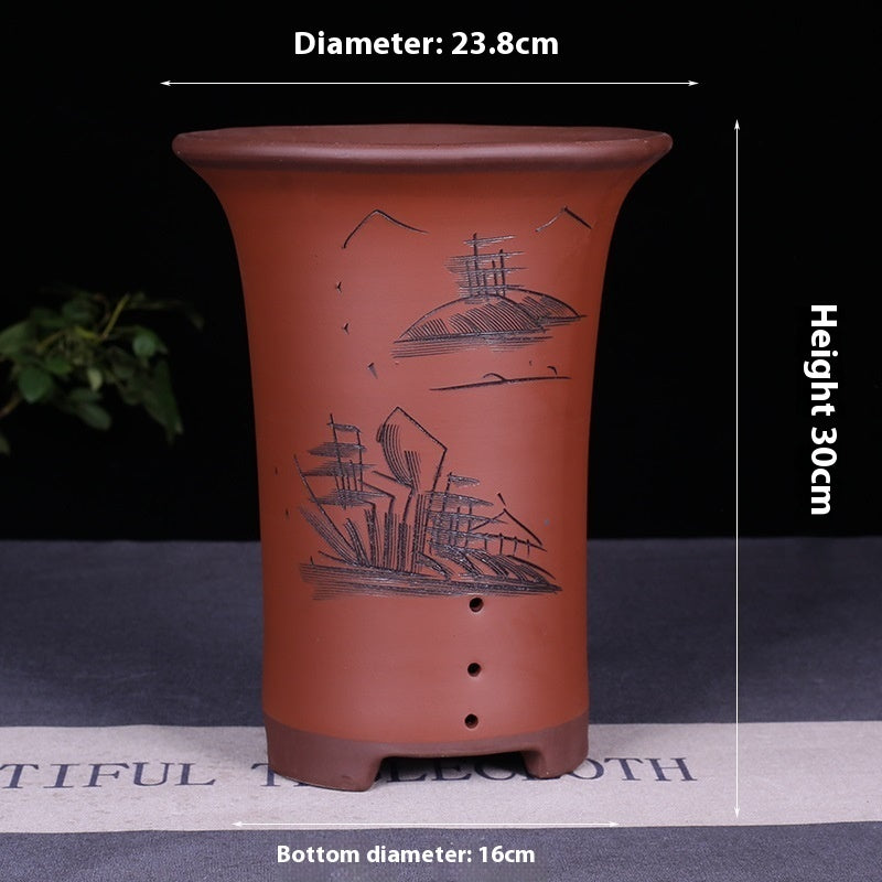 Oversized Purple Sand Orchid Pots Stone Floor Planter Collection