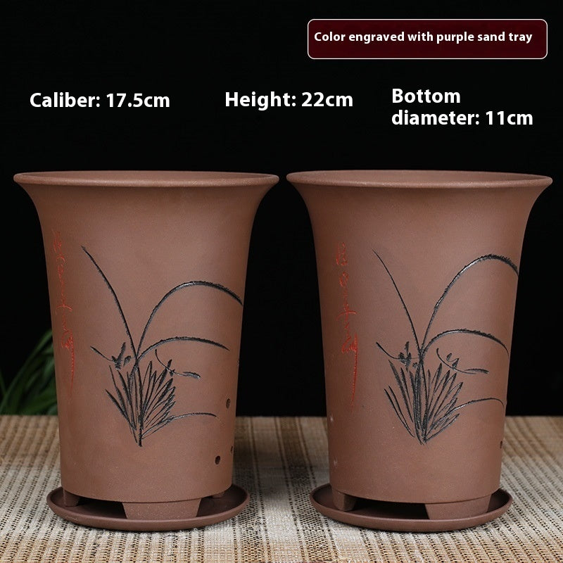 Oversized Purple Sand Orchid Pots Stone Floor Planter Collection