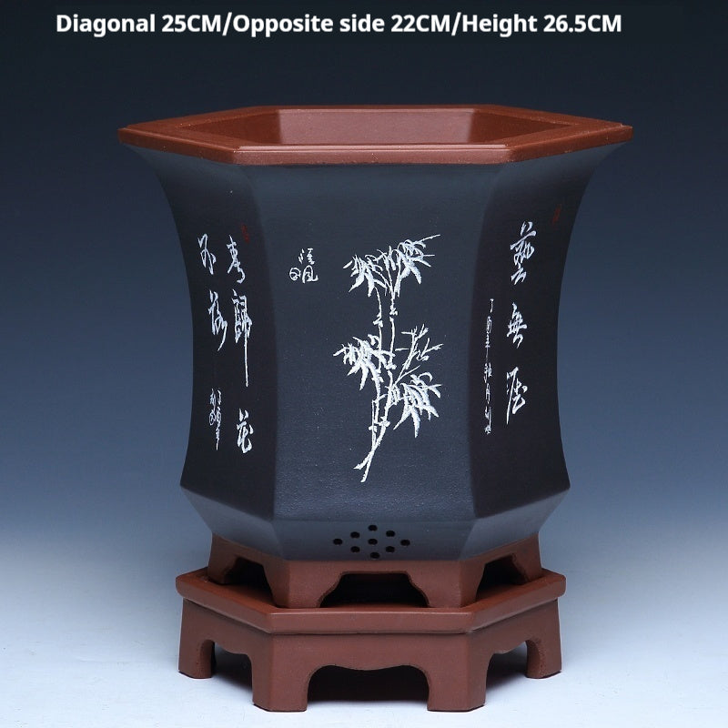 Ethnic Style Medium Purple Sand Planter Stone Chita Pot