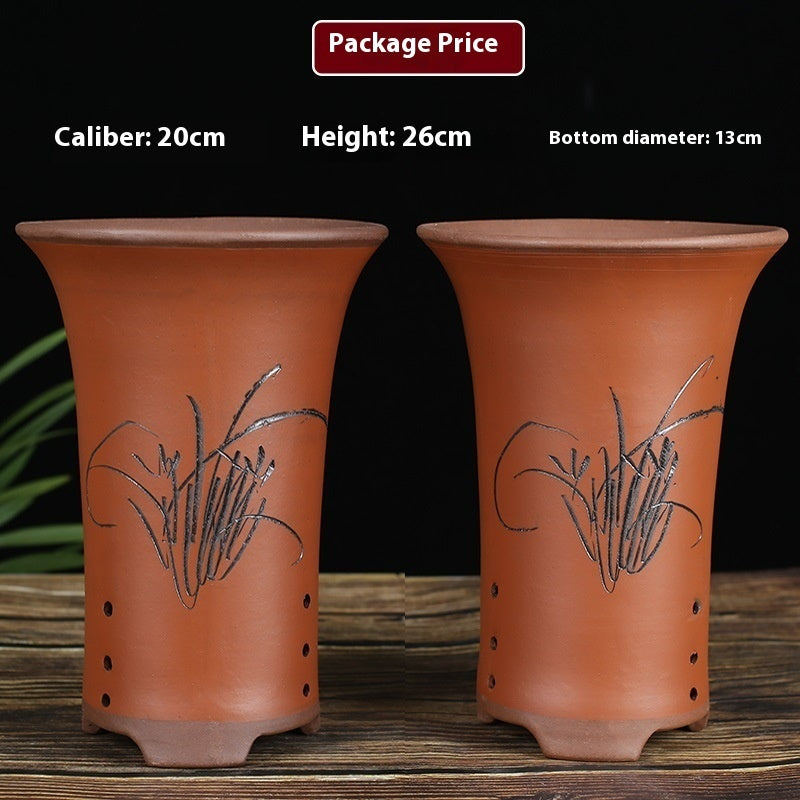 Oversized Purple Sand Orchid Pots Stone Floor Planter Collection