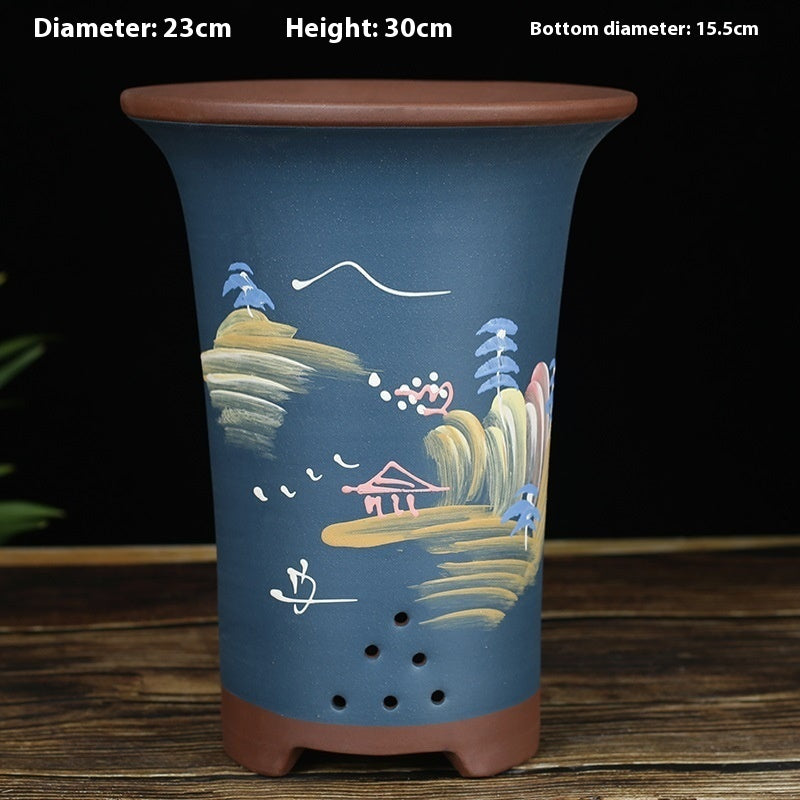 Oversized Purple Sand Orchid Pots Stone Floor Planter Collection