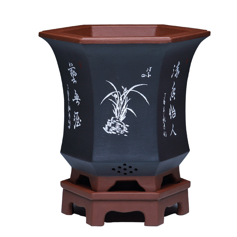 Ethnic Style Medium Purple Sand Planter Stone Chita Pot