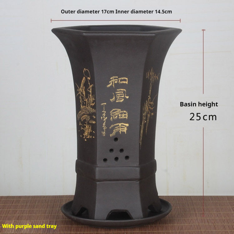 Universal Oversized Purple Sand Planter Stone Floor Flower Pot