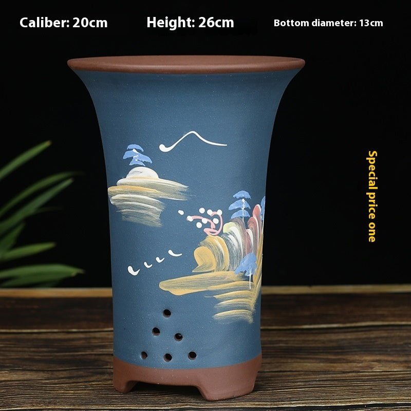 Oversized Purple Sand Orchid Pots Stone Floor Planter Collection