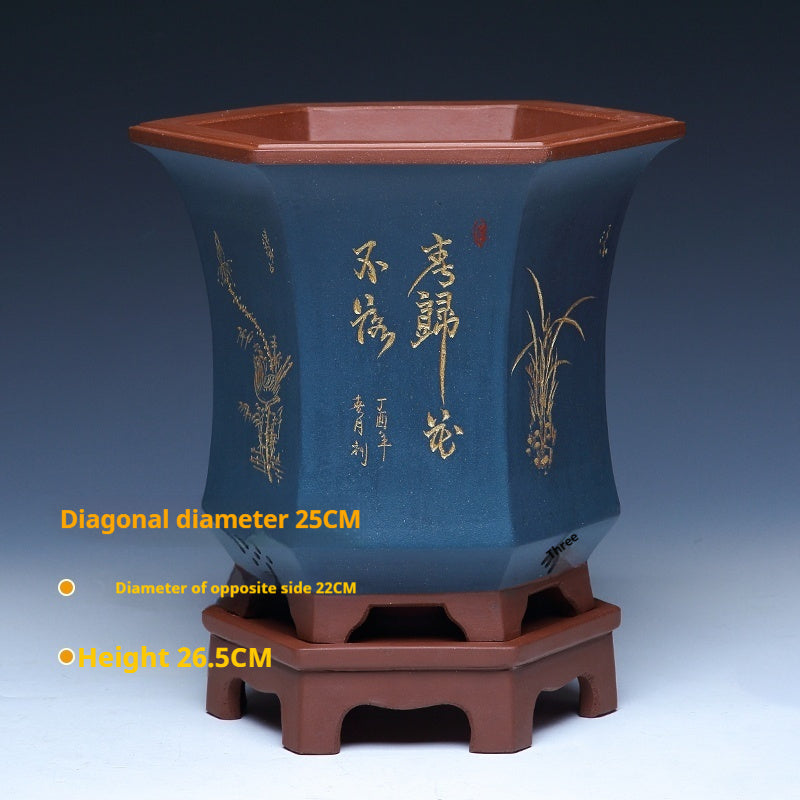 Ethnic Style Medium Purple Sand Planter Stone Chita Pot