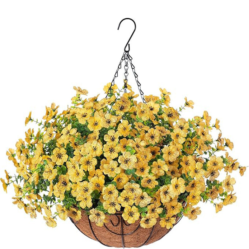 Outdoor Hanging Basket with Artificial Flowers for Garden Decoration