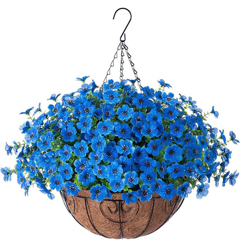 Outdoor Hanging Basket with Artificial Flowers for Garden Decoration