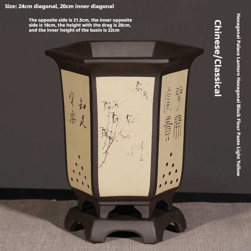 Ethnic Style Medium Purple Sand Planter Stone Chita Pot