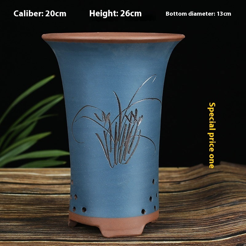 Oversized Purple Sand Orchid Pots Stone Floor Planter Collection