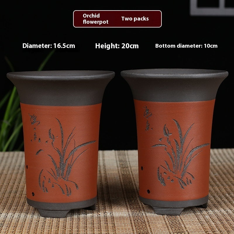 Oversized Purple Sand Orchid Pots Stone Floor Planter Collection