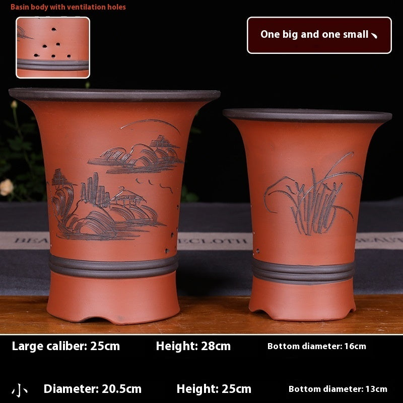 Oversized Purple Sand Orchid Pots Stone Floor Planter Collection