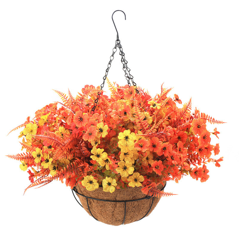Outdoor Hanging Basket with Artificial Flowers for Garden Decoration