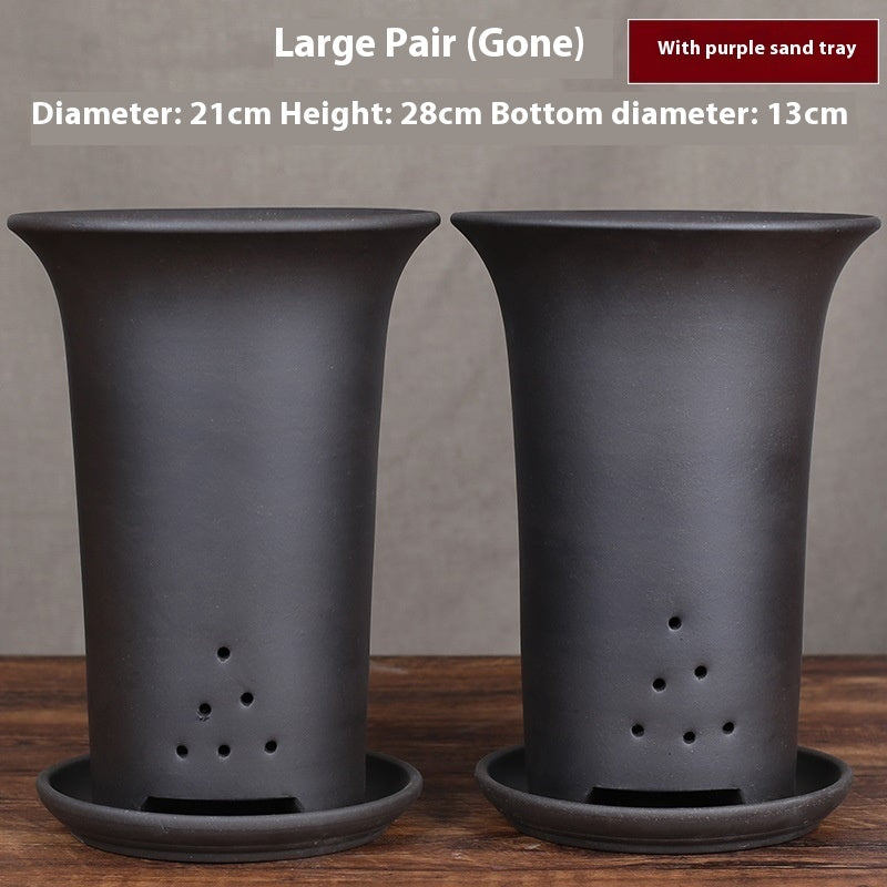 Oversized Purple Sand Orchid Pots Stone Floor Planter Collection