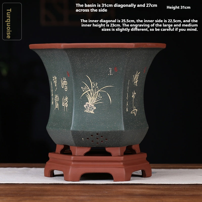 Ethnic Style Medium Purple Sand Planter Stone Chita Pot