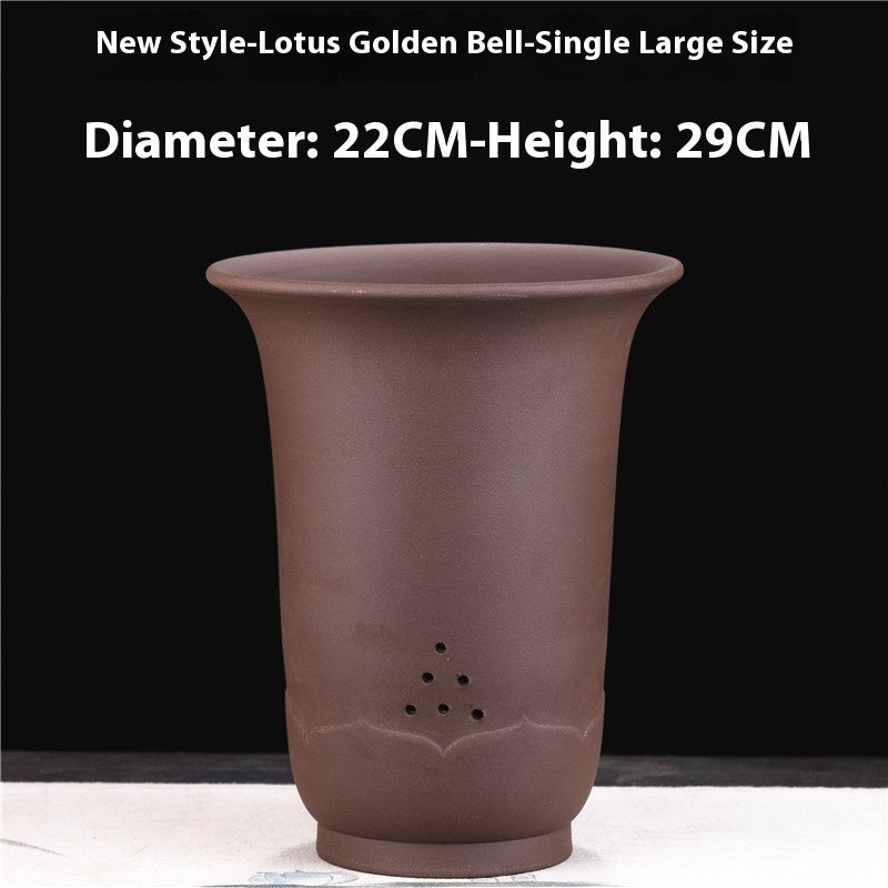 Large Glazed Stone Flower Pot with Purple Clay Pattern