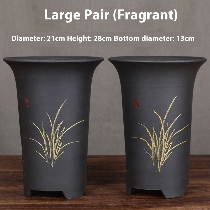 Oversized Purple Sand Orchid Pots Stone Floor Planter Collection