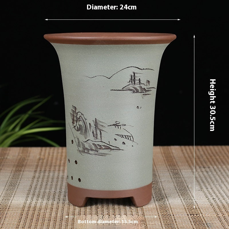 Oversized Purple Sand Orchid Pots Stone Floor Planter Collection