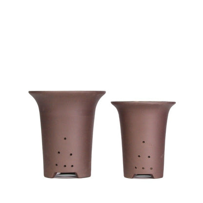 Large Glazed Stone Flower Pot with Purple Clay Pattern