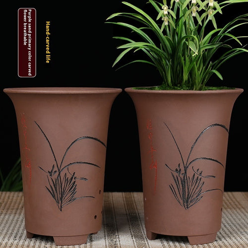 Oversized Purple Sand Orchid Pots Stone Floor Planter Collection