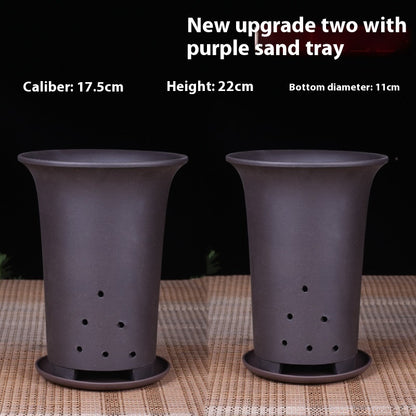 Oversized Purple Sand Orchid Pots Stone Floor Planter Collection