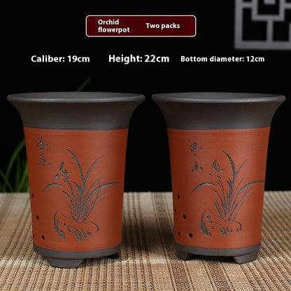 Oversized Purple Sand Orchid Pots Stone Floor Planter Collection
