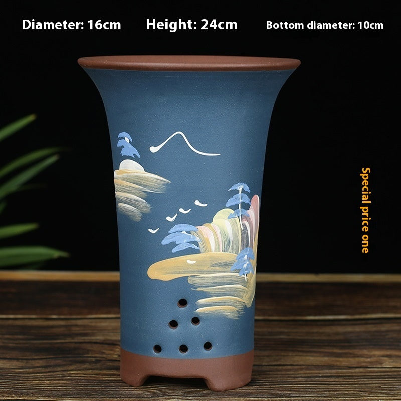 Oversized Purple Sand Orchid Pots Stone Floor Planter Collection