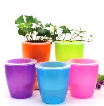 Self-Watering Resin Flowerpot  Colorful Plastic Planter with Sizes
