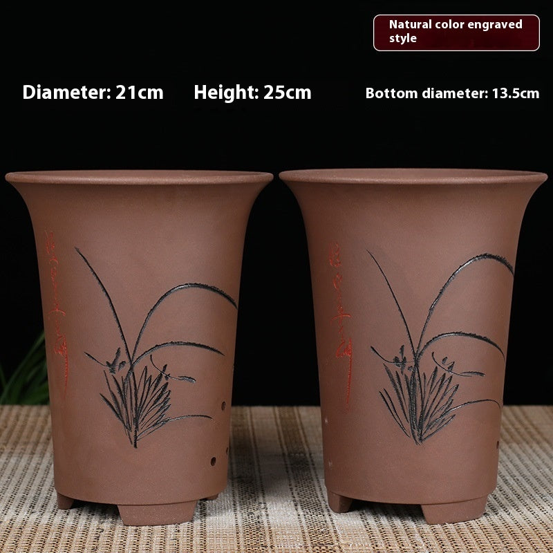 Oversized Purple Sand Orchid Pots Stone Floor Planter Collection