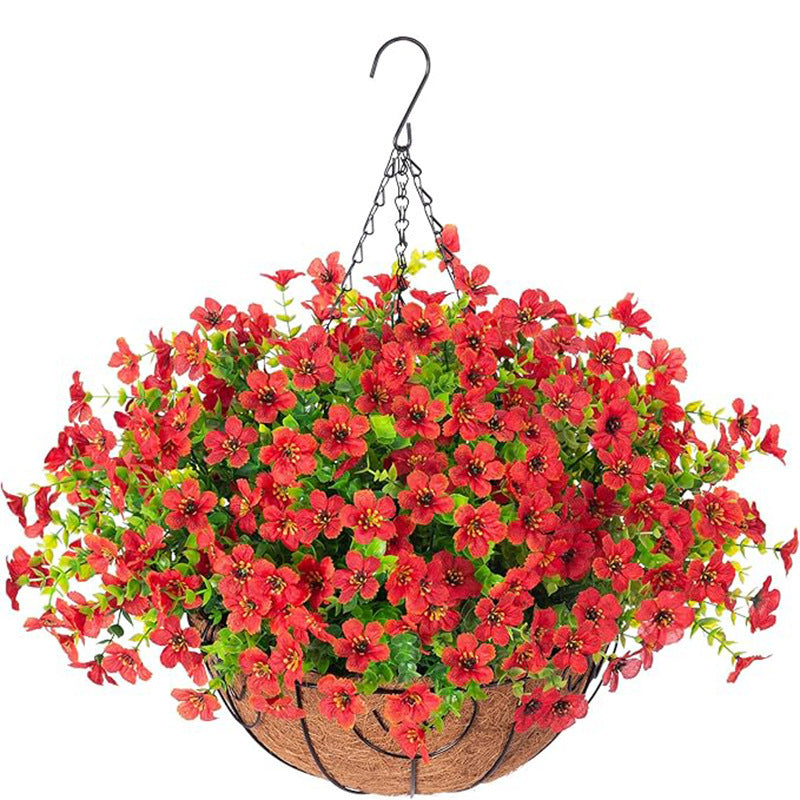 Outdoor Hanging Basket with Artificial Flowers for Garden Decoration