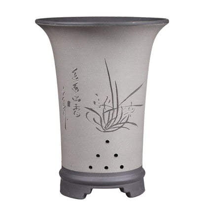 Ethnic Style Stone Planter Lotus & Bamboo Floor Pot