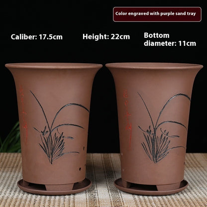 Oversized Purple Sand Orchid Pots Stone Floor Planter Collection