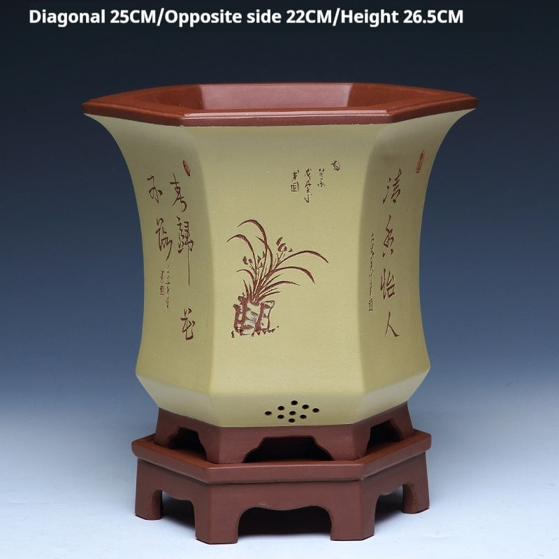 Ethnic Style Medium Purple Sand Planter  Stone Chita Pot