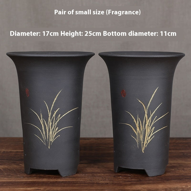 Oversized Purple Sand Orchid Pots Stone Floor Planter Collection
