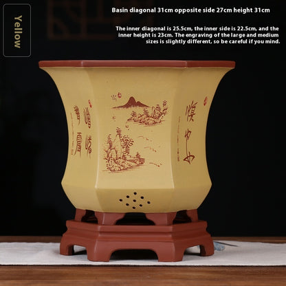 Ethnic Style Medium Purple Sand Planter  Stone Chita Pot