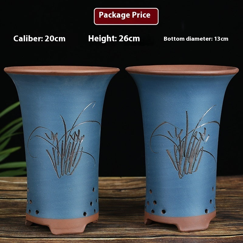Oversized Purple Sand Orchid Pots Stone Floor Planter Collection
