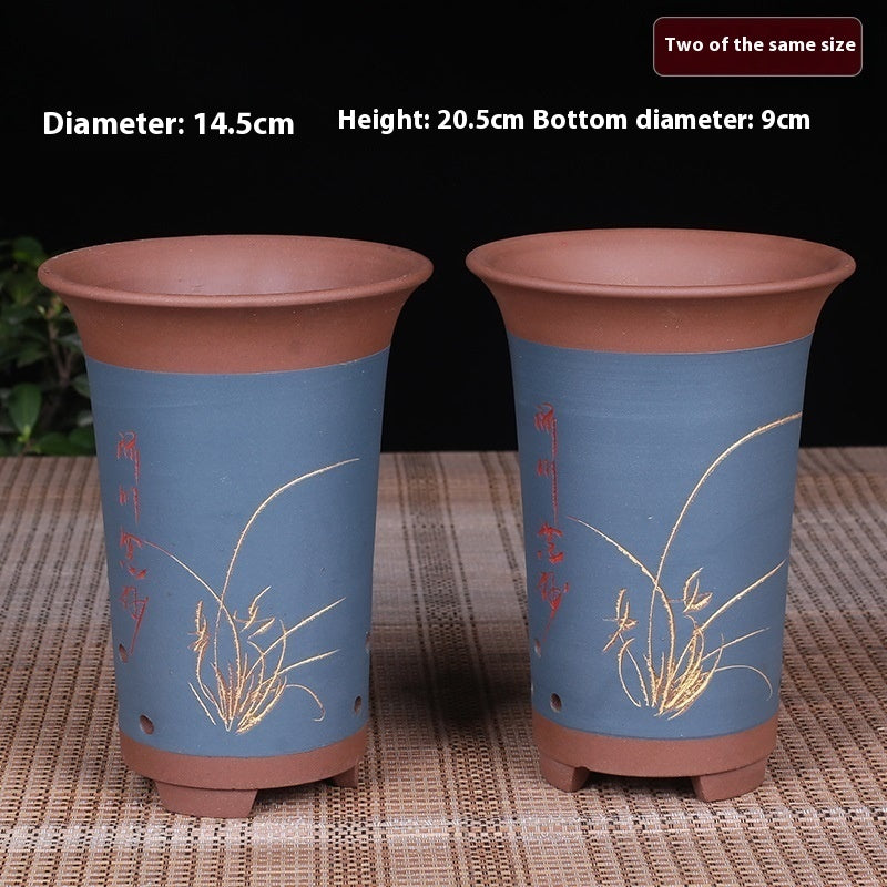 Oversized Purple Sand Orchid Pots Stone Floor Planter Collection