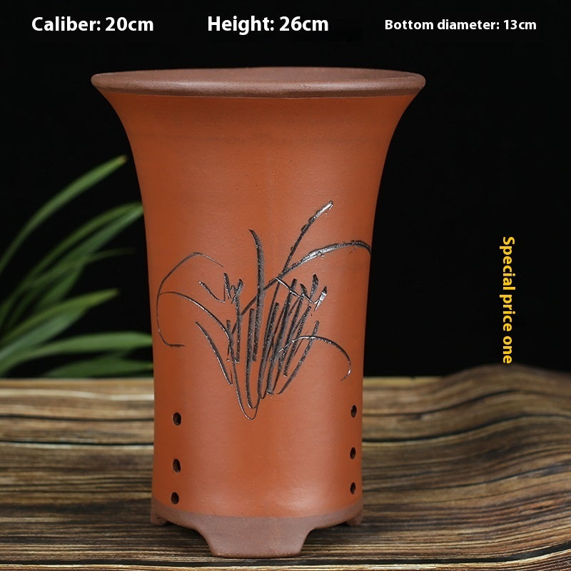 Oversized Purple Sand Orchid Pots Stone Floor Planter Collection