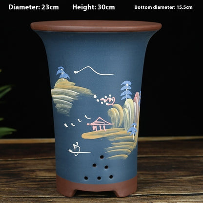 Oversized Purple Sand Orchid Pots Stone Floor Planter Collection
