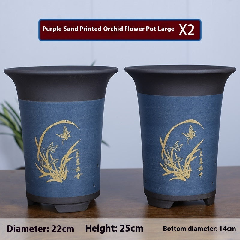 Oversized Purple Sand Orchid Pots Stone Floor Planter Collection