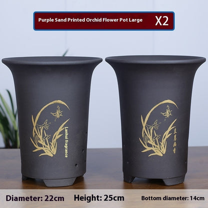 Oversized Purple Sand Orchid Pots Stone Floor Planter Collection