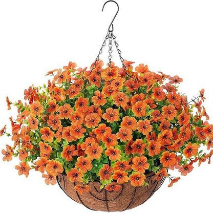Outdoor Hanging Basket with Artificial Flowers for Garden Decoration