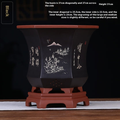 Ethnic Style Medium Purple Sand Planter  Stone Chita Pot