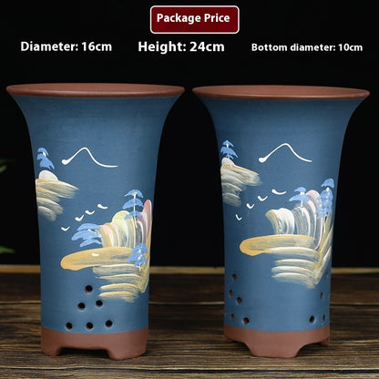 Oversized Purple Sand Orchid Pots Stone Floor Planter Collection