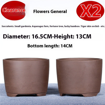 Large Glazed Stone Flower Pot with Purple Clay Pattern
