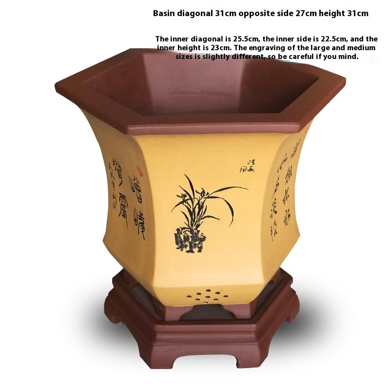 Ethnic Style Medium Purple Sand Planter  Stone Chita Pot