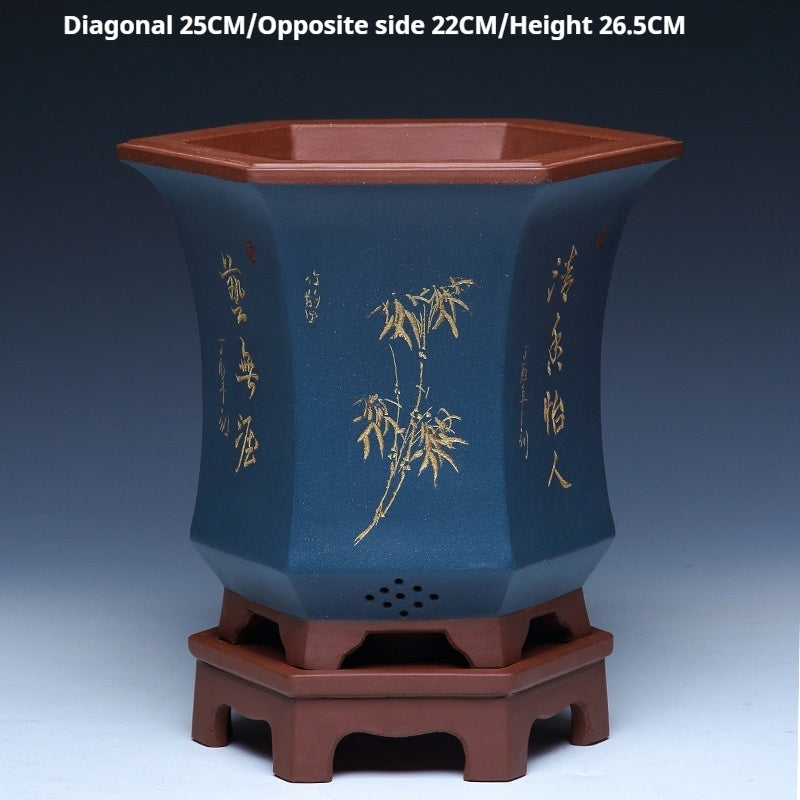 Ethnic Style Medium Purple Sand Planter  Stone Chita Pot