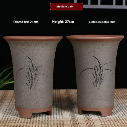 Oversized Purple Sand Orchid Pots Stone Floor Planter Collection