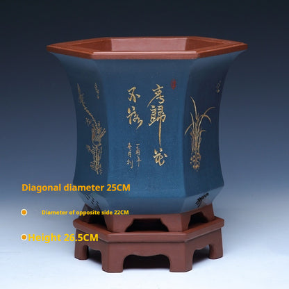 Ethnic Style Medium Purple Sand Planter  Stone Chita Pot