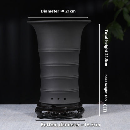 Ethnic Style Stone Planter Lotus & Bamboo Floor Pot